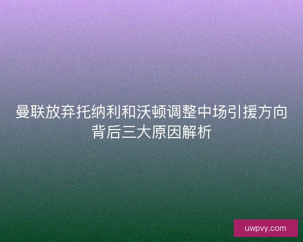 曼联放弃托纳利和沃顿调整中场引援方向背后三大原因解析