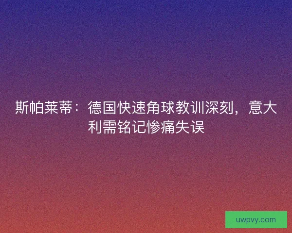 斯帕莱蒂：德国快速角球教训深刻，意大利需铭记惨痛失误